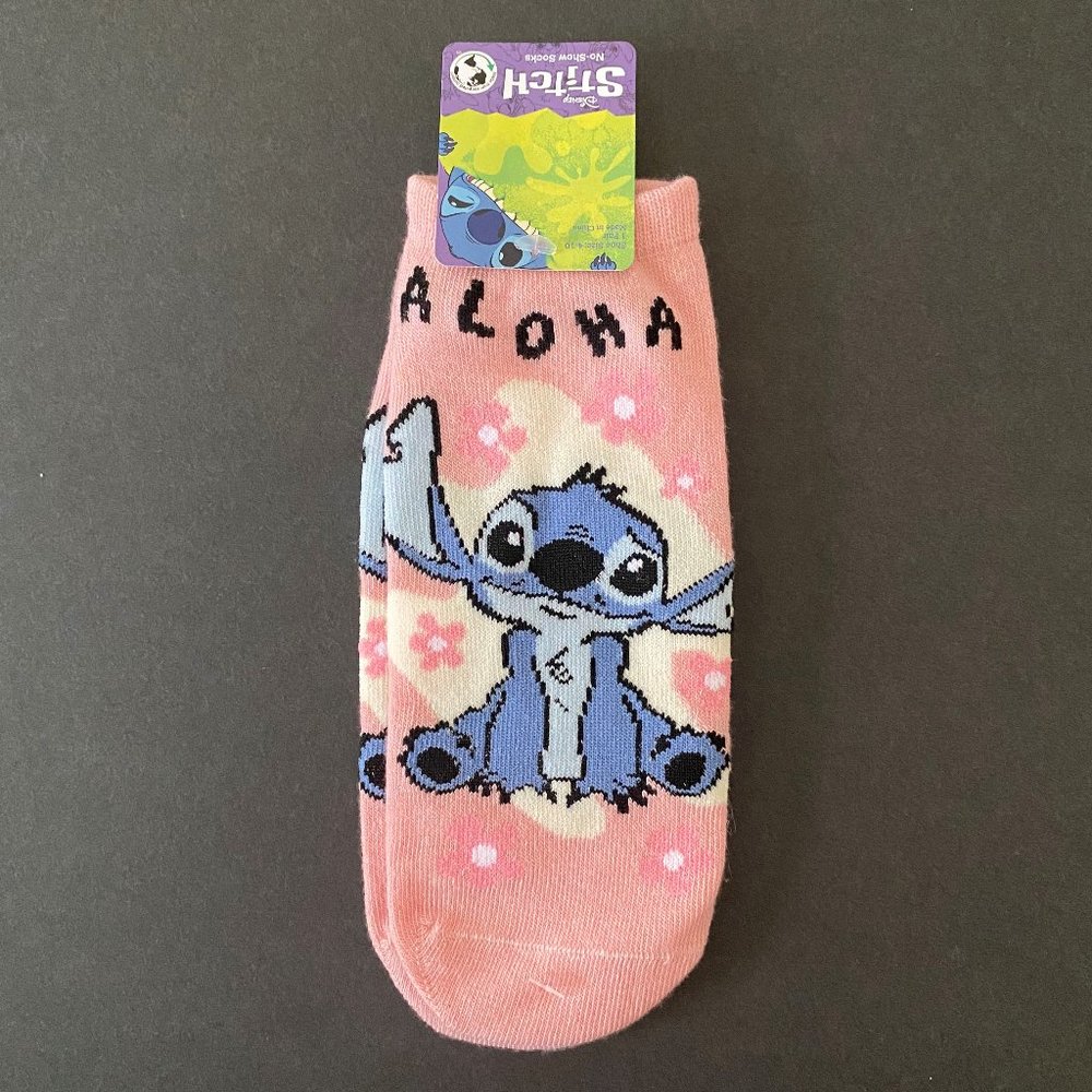 Disney Stitch - No Show Socks, Size Women's 4-10